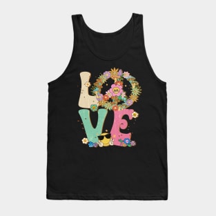 Love Peace Sign 60's 70's Costume Party Outfit Groovy Hippie Tank Top